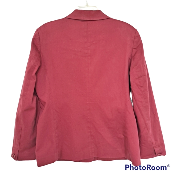 L.L. Bean Berry Pink Classic Cotton Blend 3 Button Blazer Jacket sz12 - Picture 2 of 5